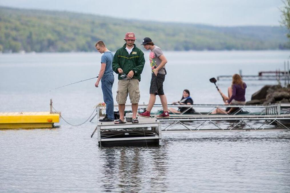 Students fishing at Point Neamo